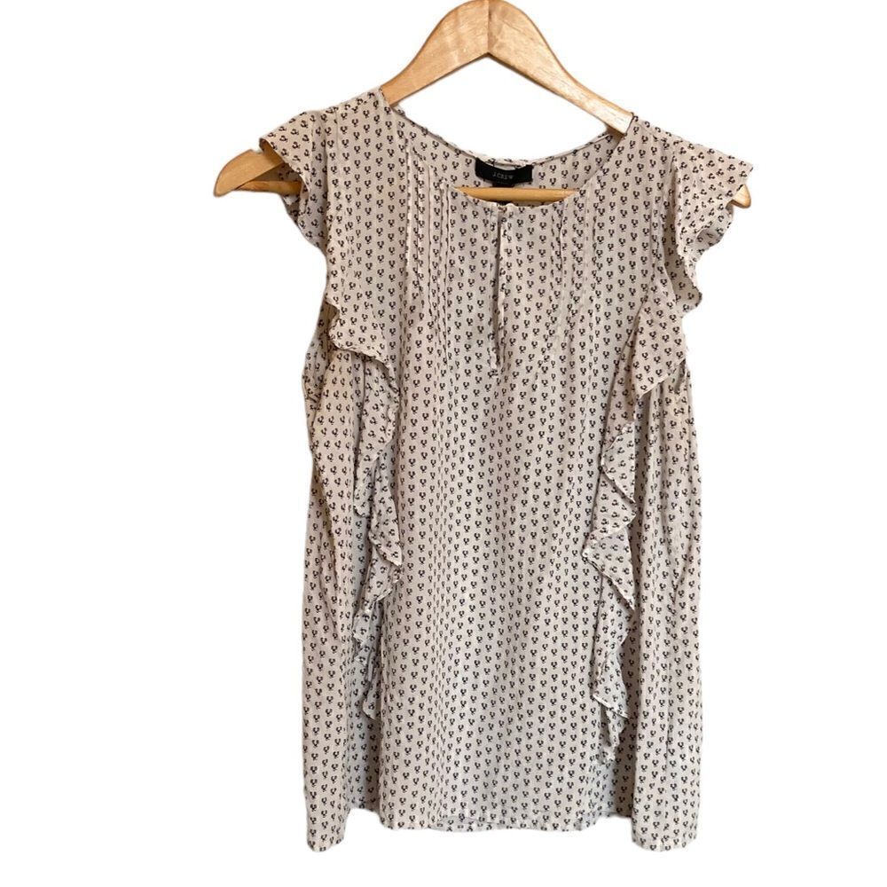 J. CREW 100% Silk Ruffle Top Size 4